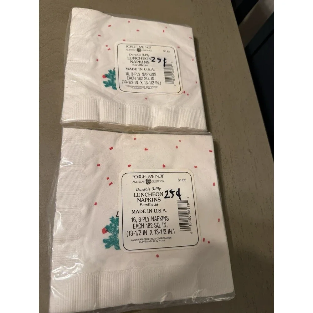CHRISTMAS THEMED AMERICAN GREETINGS LUNCHEON NAPKINS NOS  13.5” - UNOPENED - 2pk